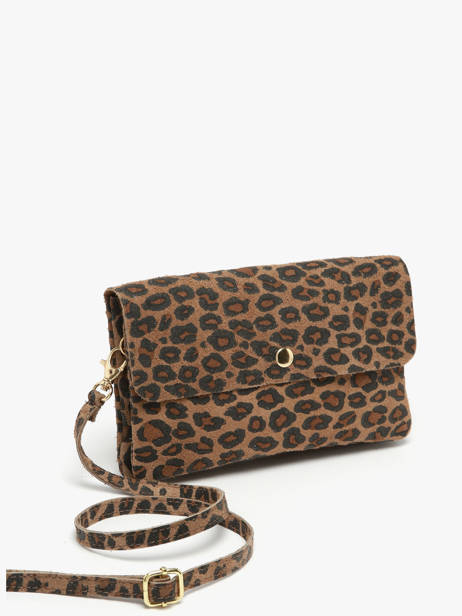 Cross Body Tas Velvet Leopardo Leder Milano Bruin velvet leopardo VL23067 ander zicht 2
